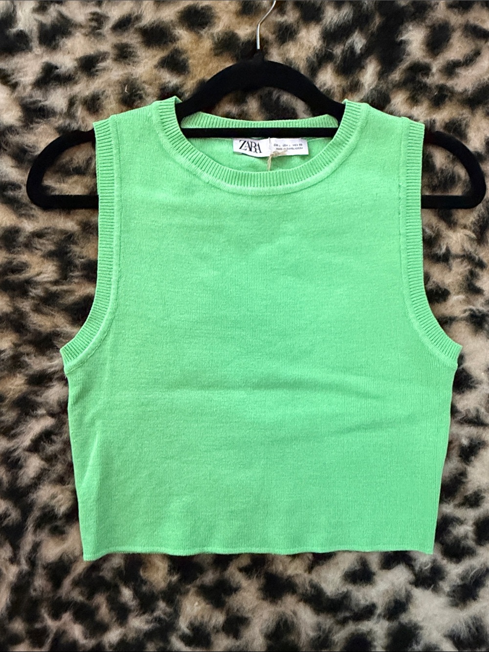 Zara Neon Lime Knit Crop Tank